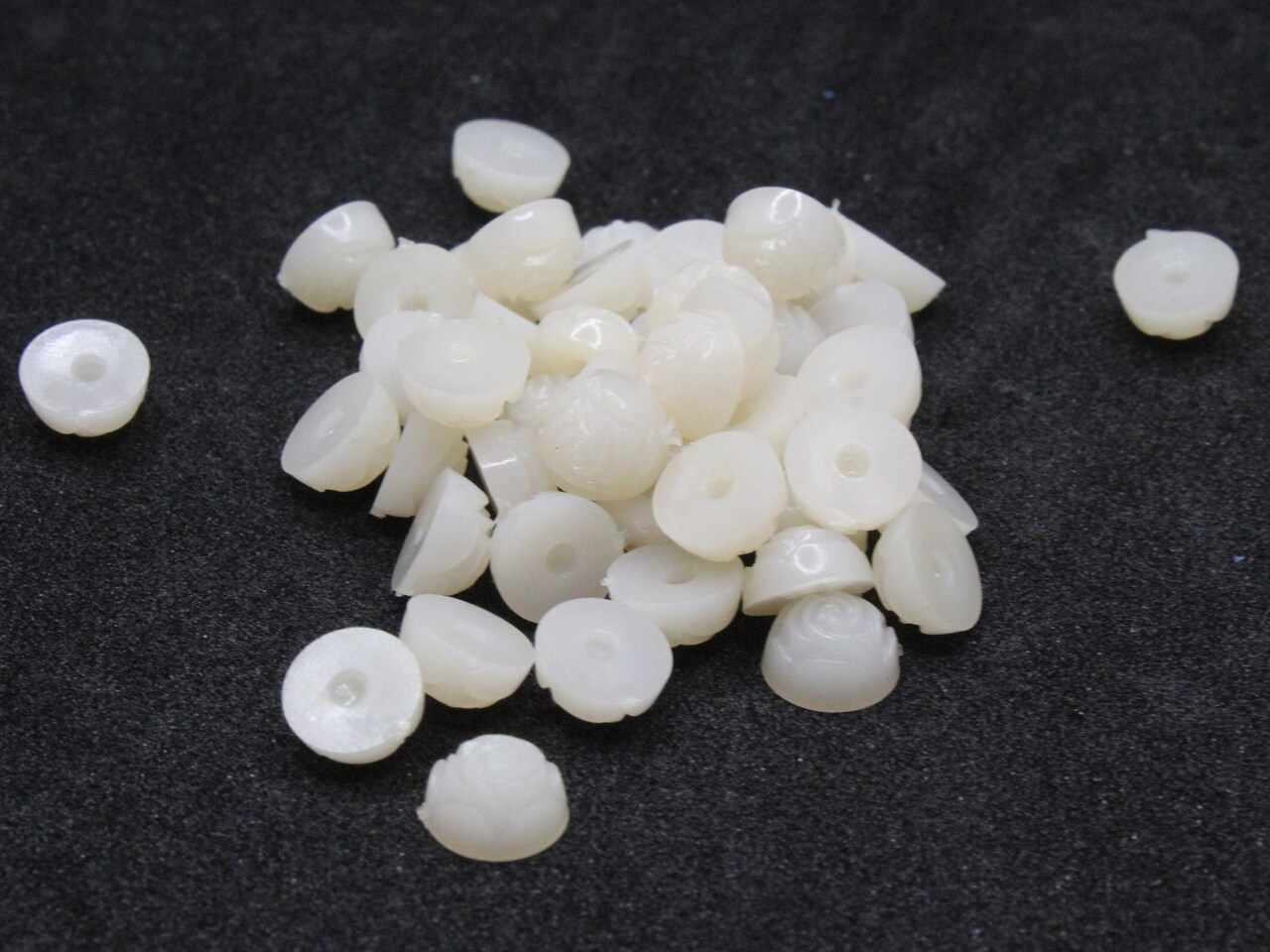 40 8mm Round Flower Off-White Vintage West Germany Plastic Flatback Cabochons